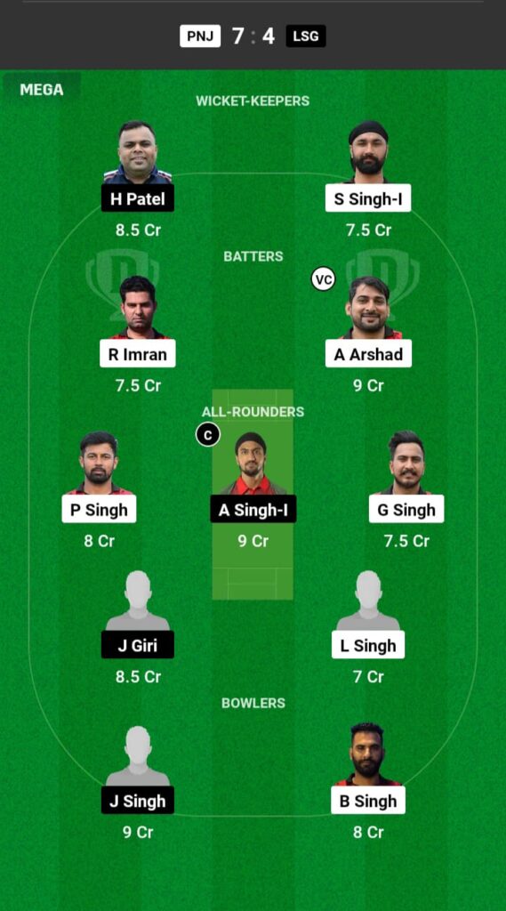 PNJ vs LSG Dream11