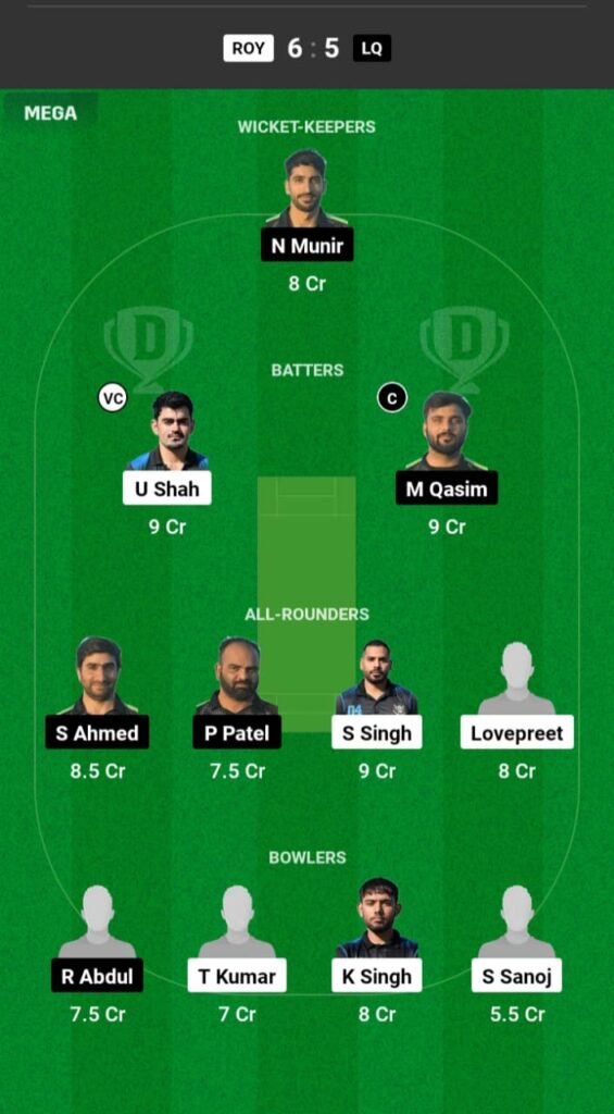 ROY vs LQ Dream11