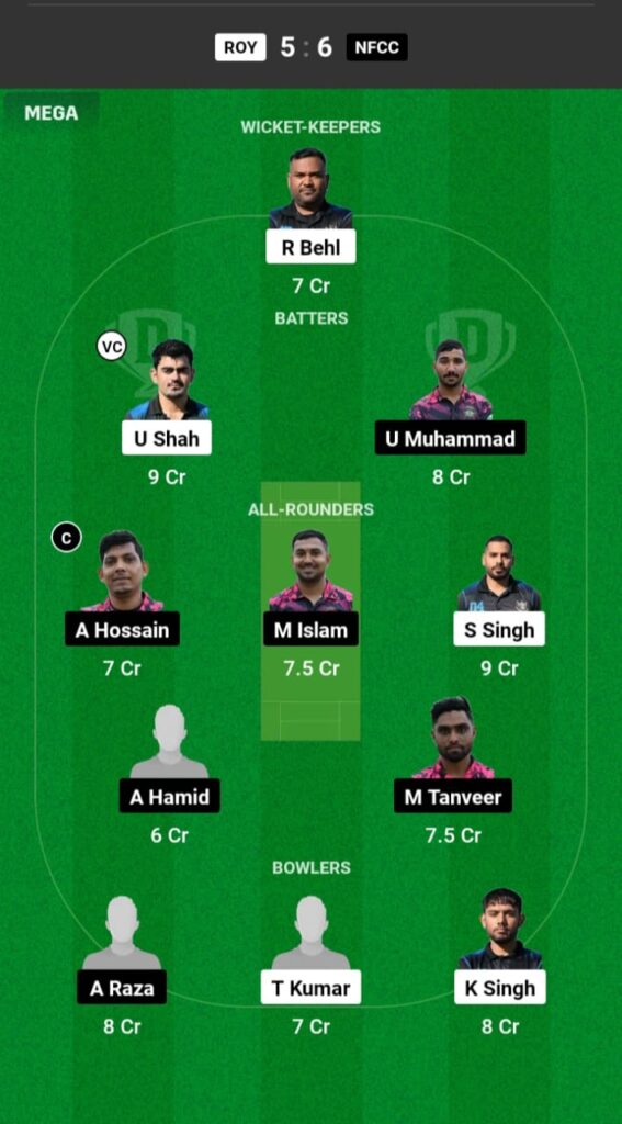 ROY vs NFCC Dream11