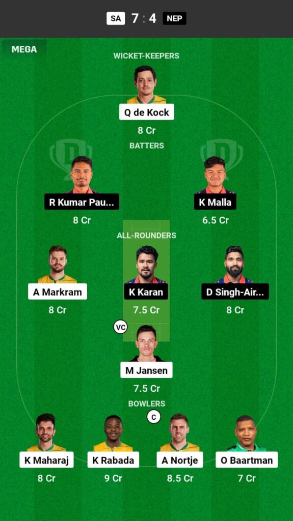 SA vs NEP Dream11