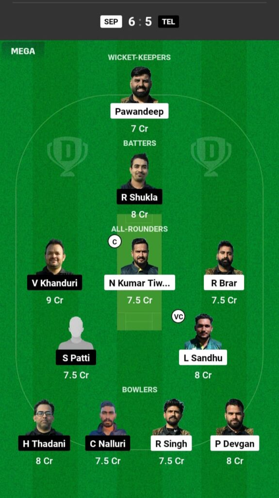 SEP vs TEL Dream11