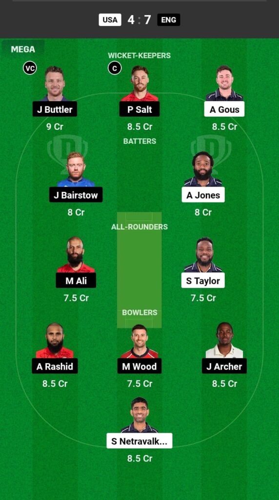 USA vs ENG Dream11