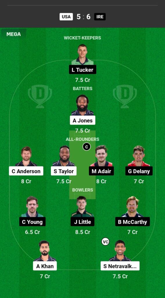 USA vs IRE Dream11