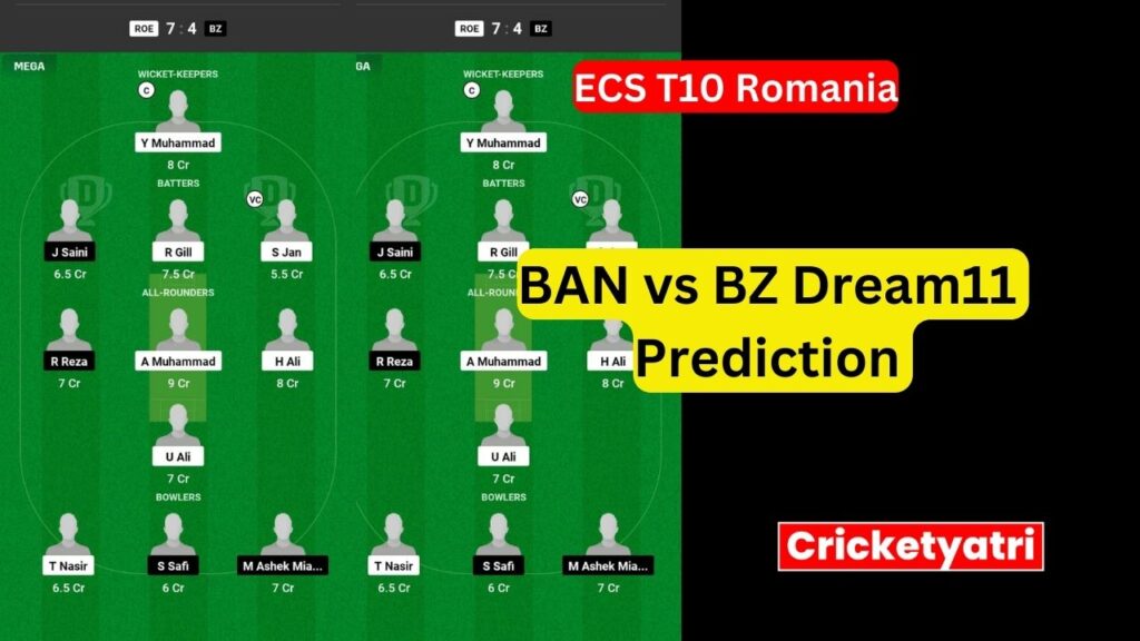 BAN vs BZ Dream11