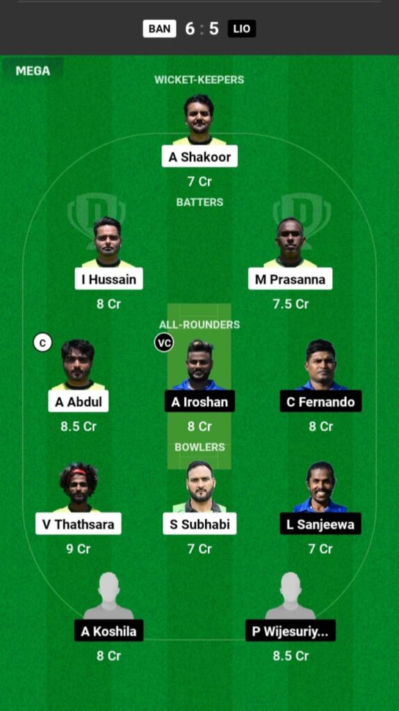 BAN vs LIO Dream11