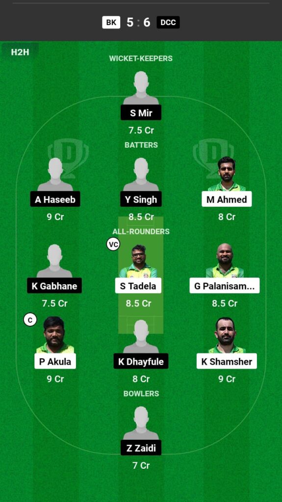 BK vs DCC Dream11