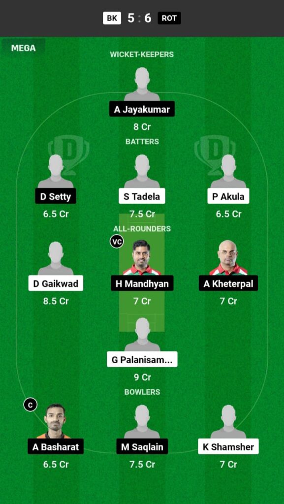 BK vs ROT Dream11