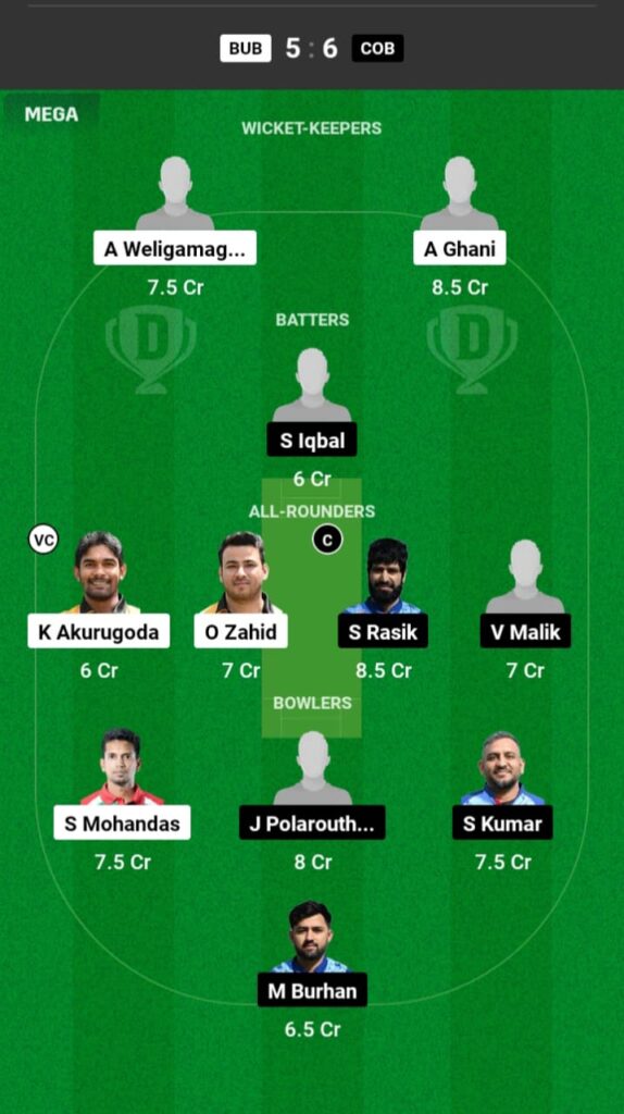 BUB vs COB Dream11