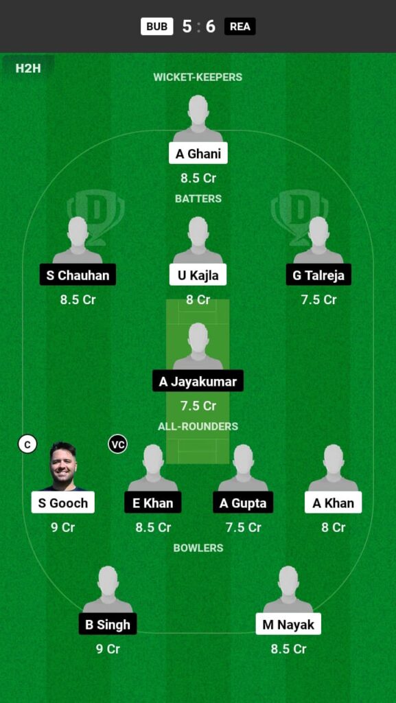 BUB vs REA Dream11