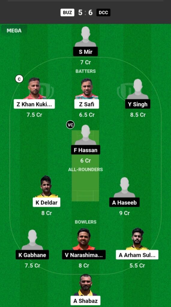 BUZ vs DCC Dream11