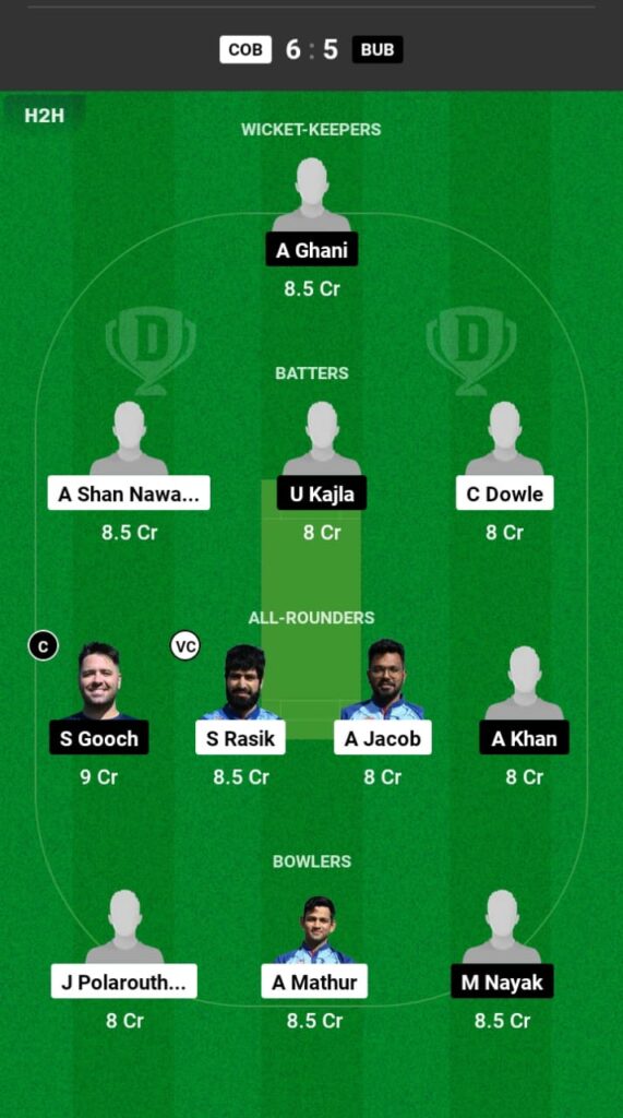 COB vs BUB Dream11