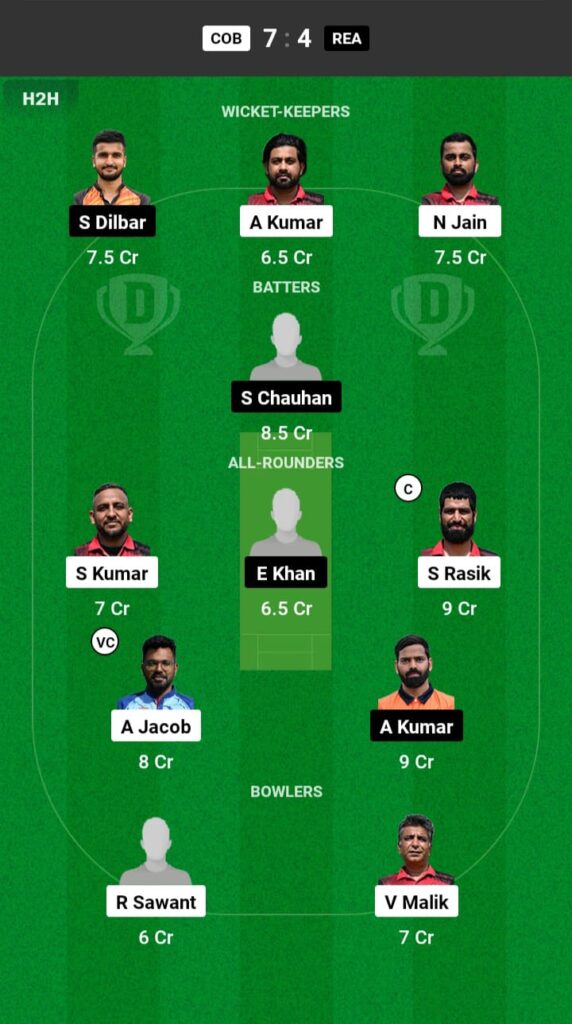 COB vs REA Dream11