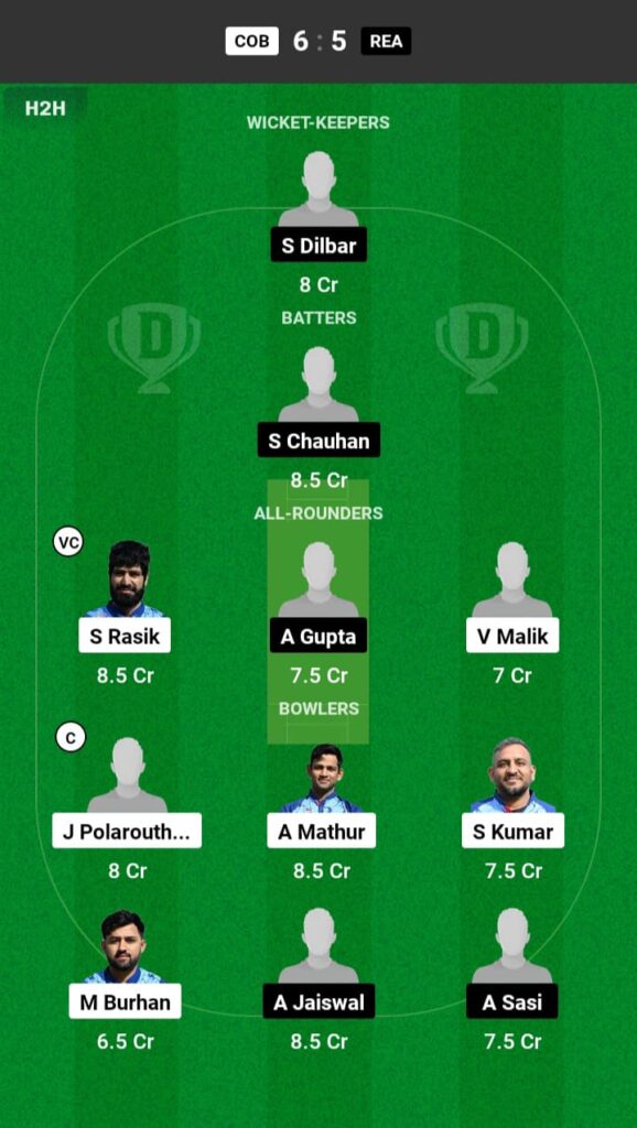 COB vs REA Dream11