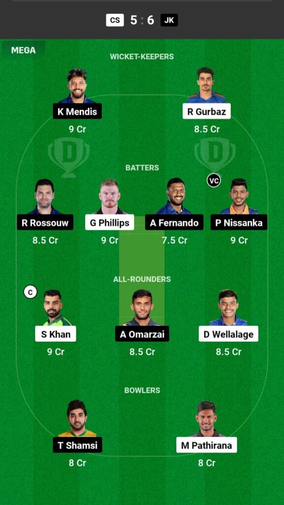 CS vs JK Dream11 