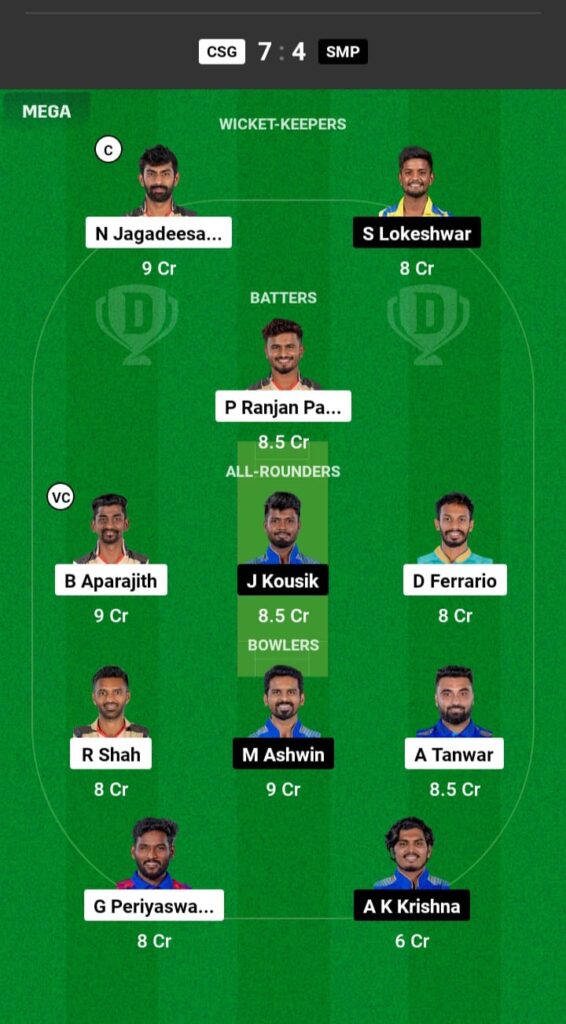 CSG vs SMP Dream11