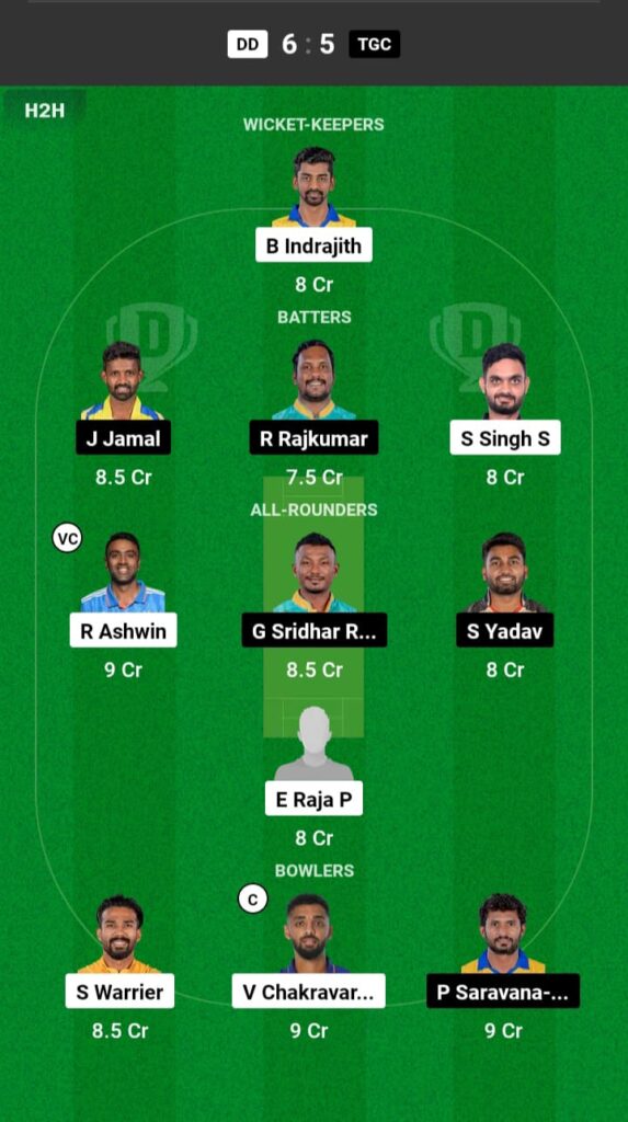 DD vs TGC Dream11 