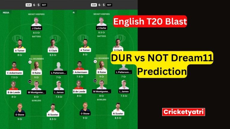 DUR vs NOT Dream11