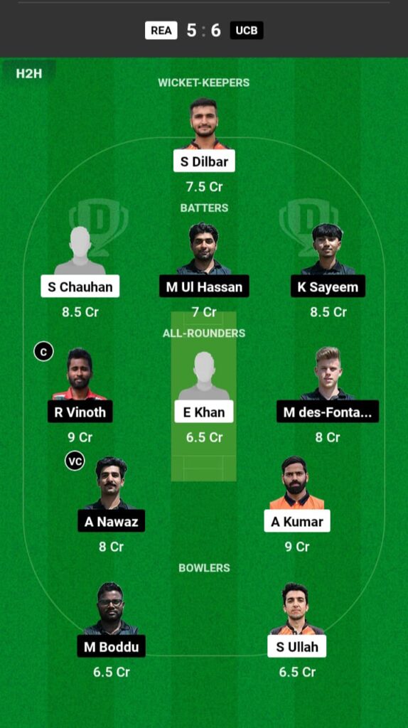 REA vs UCB Dream11