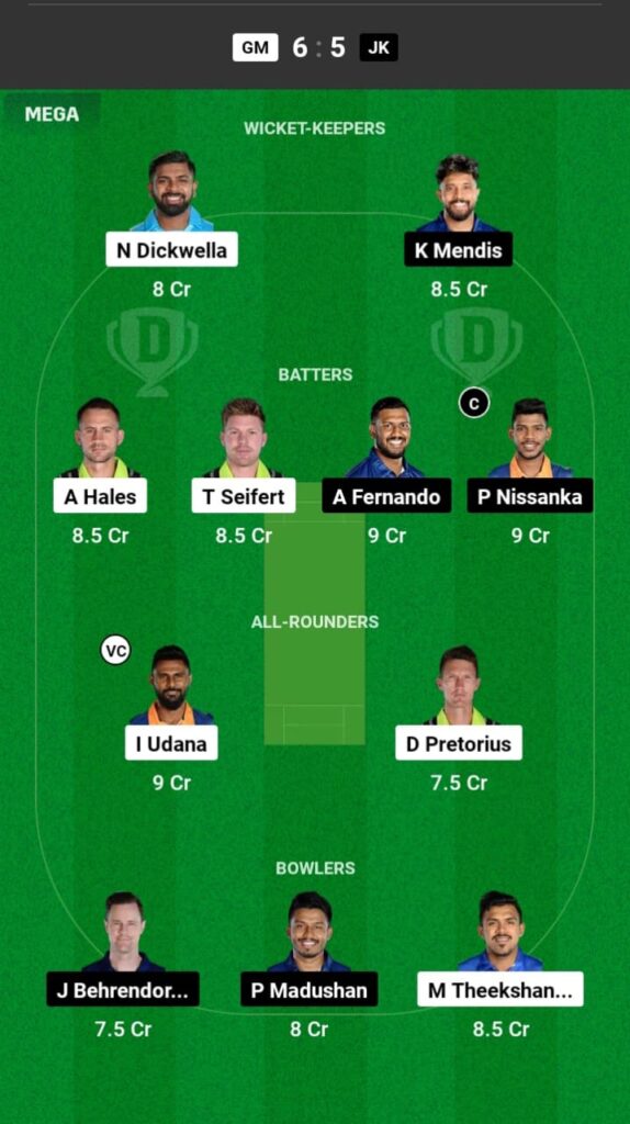 GM vs JK Dream11