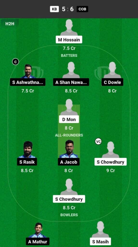 KB v COB Dream11