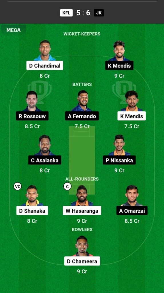 KFL vs JK Dream11