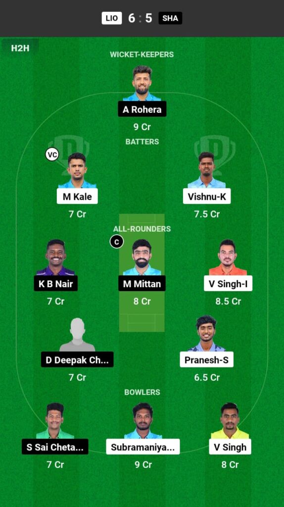 LIO vs SHA Dream11