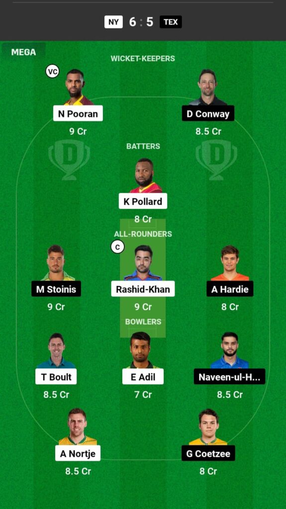 NY vs TEX  Dream11