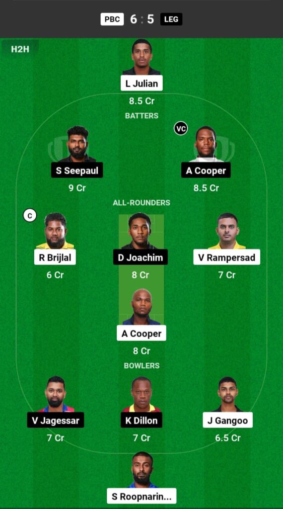 PBC vs LEG Dream11