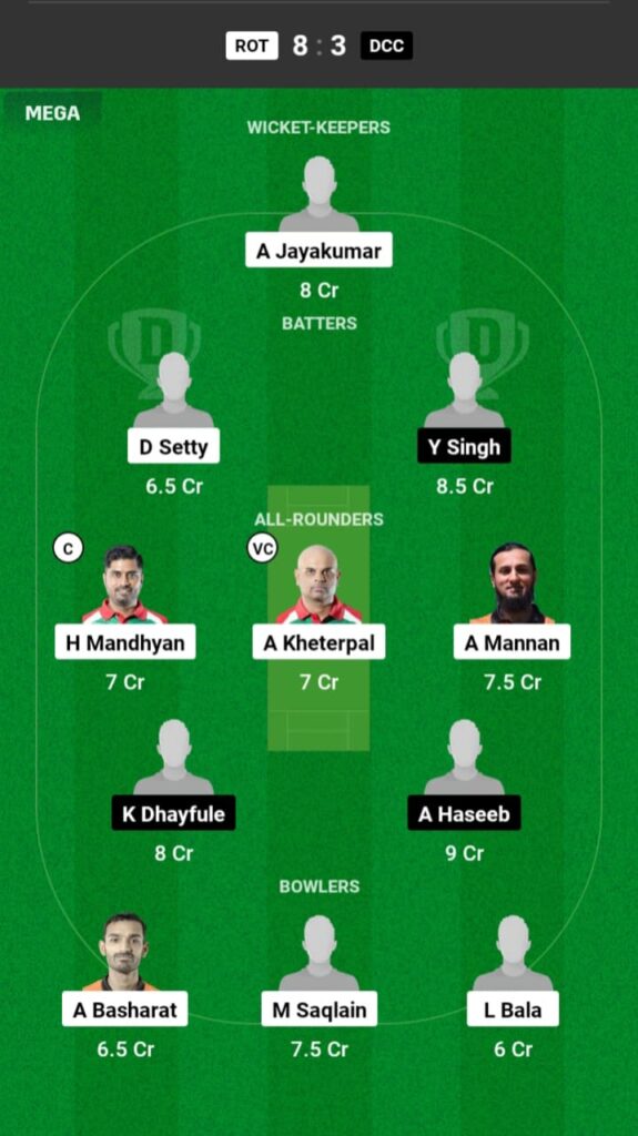 ROT vs DCC Dream11