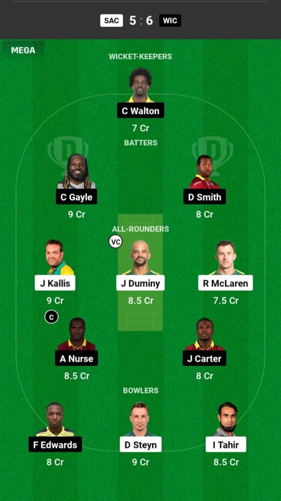 SAC vs WIC Dream11 