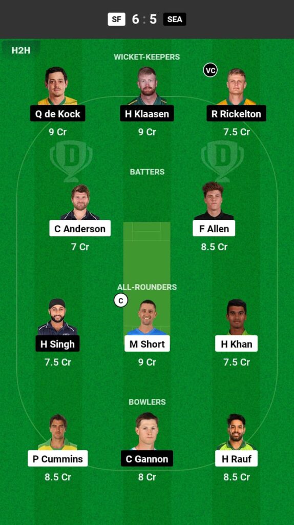 SF vs SEA Dream11