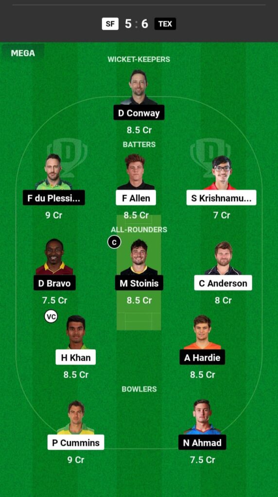 SF vs TEX Dream11