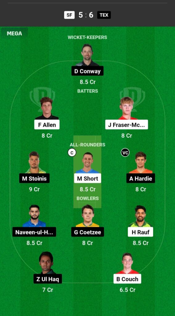 SF vs TEX  Dream11