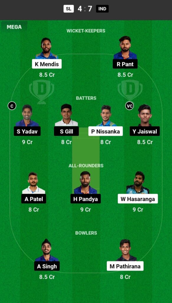 SL vs IND Dream11