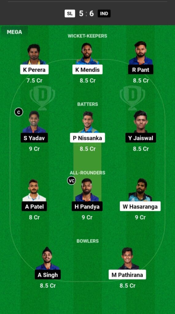 SL vs IND Dream11