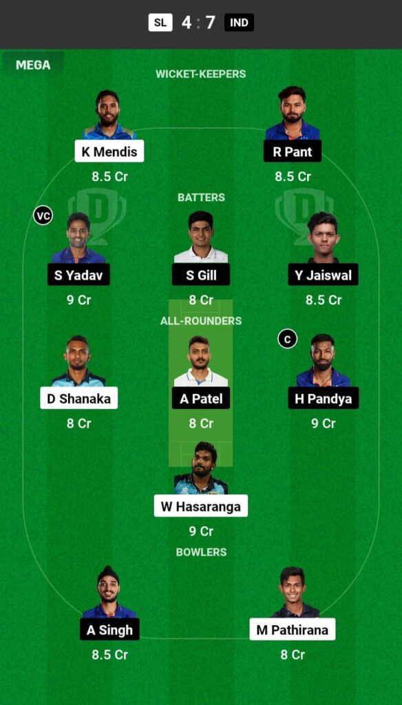 SL vs IND Dream11