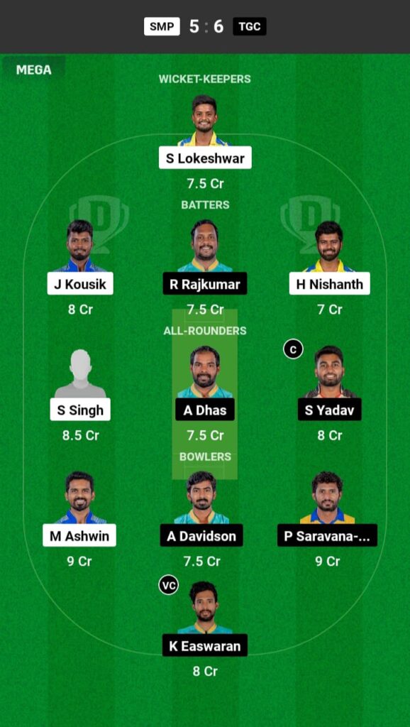 SMP vs TGC Dream11