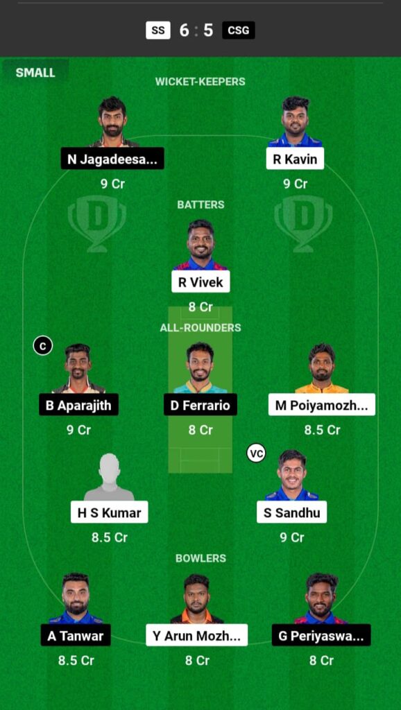 SS vs CSG Dream11