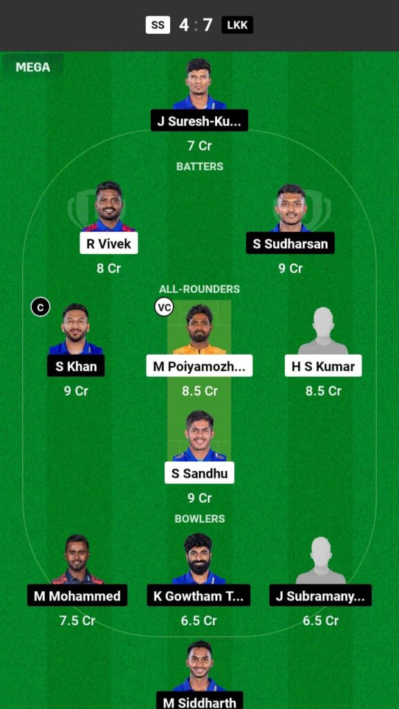 SS vs LKK Dream11