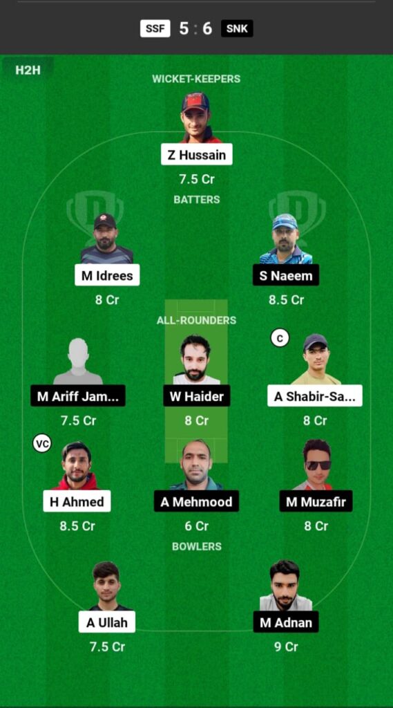 SSF vs SNK Dream11 SSF vs SNK Dream11