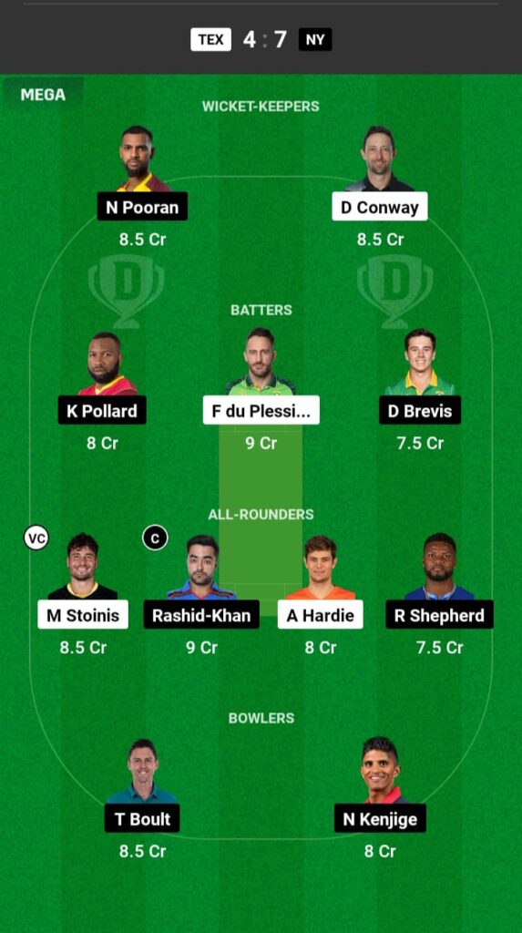 TEX vs NY Dream11 