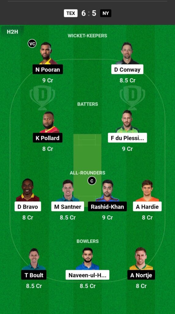 TEX vs NY Dream11