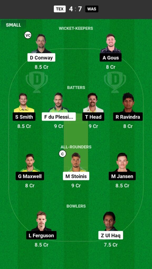 TEX vs WAS Dream11