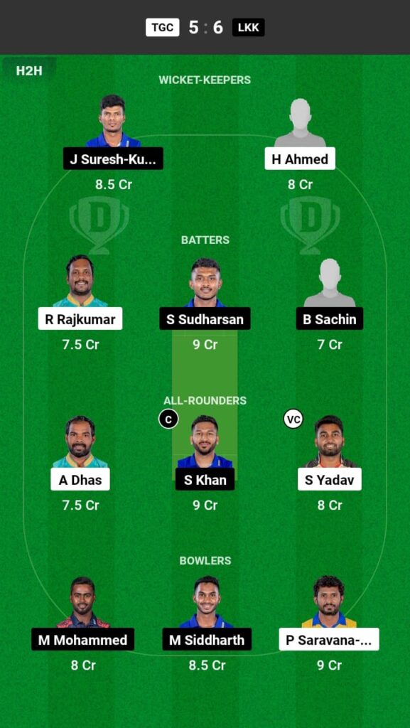 TGC vs LKK Dream11