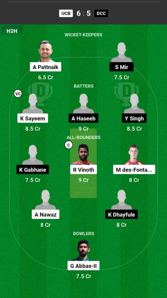 UCB vs DCC Dream11