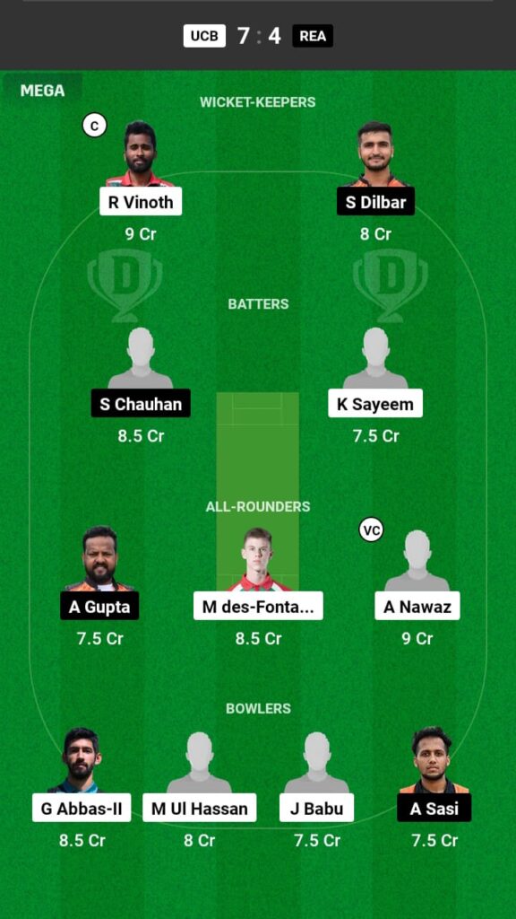 UCB vs REA Dream11