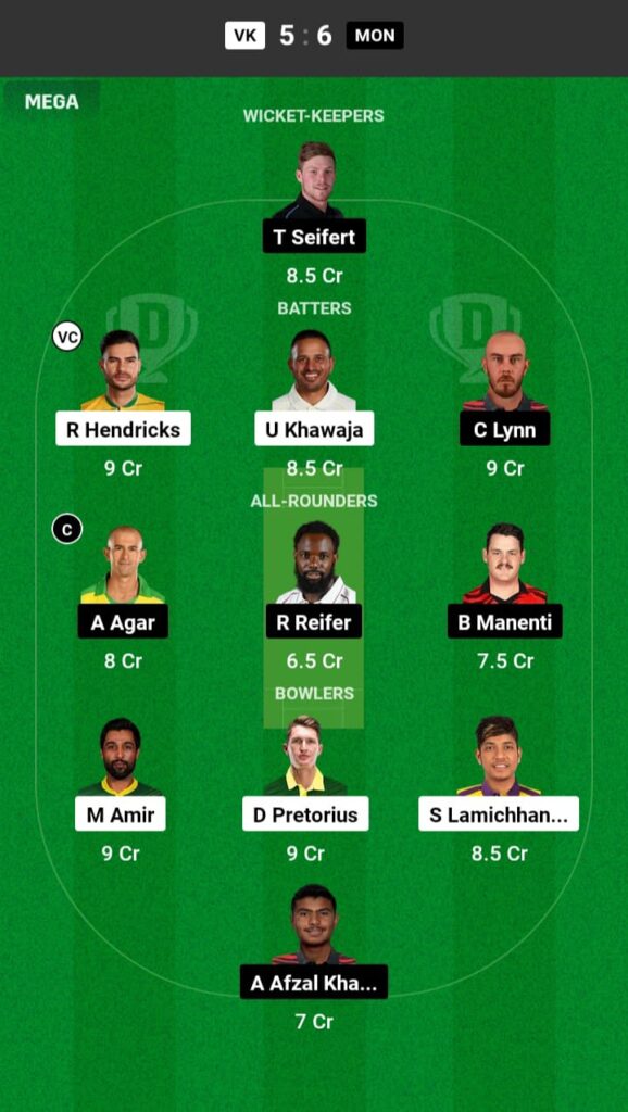 VK vs MON Dream11