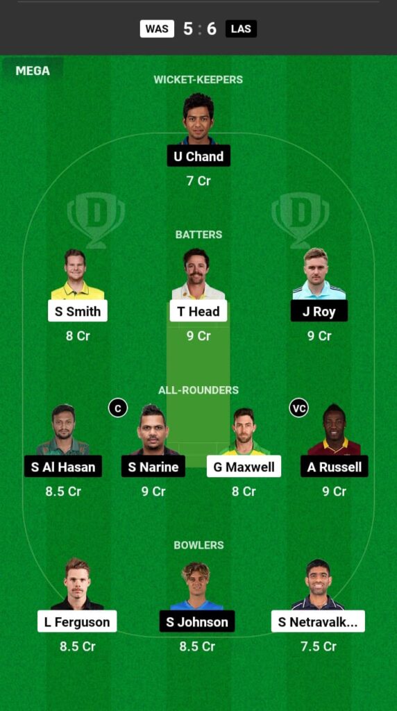 WAS vs LAS Dream11