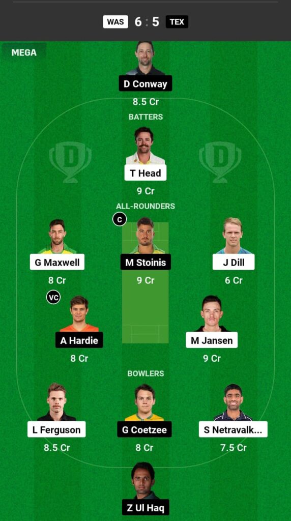 WAS vs TEX  Dream11