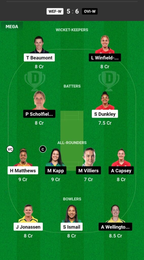 WEF-W vs OVI-W Dream11